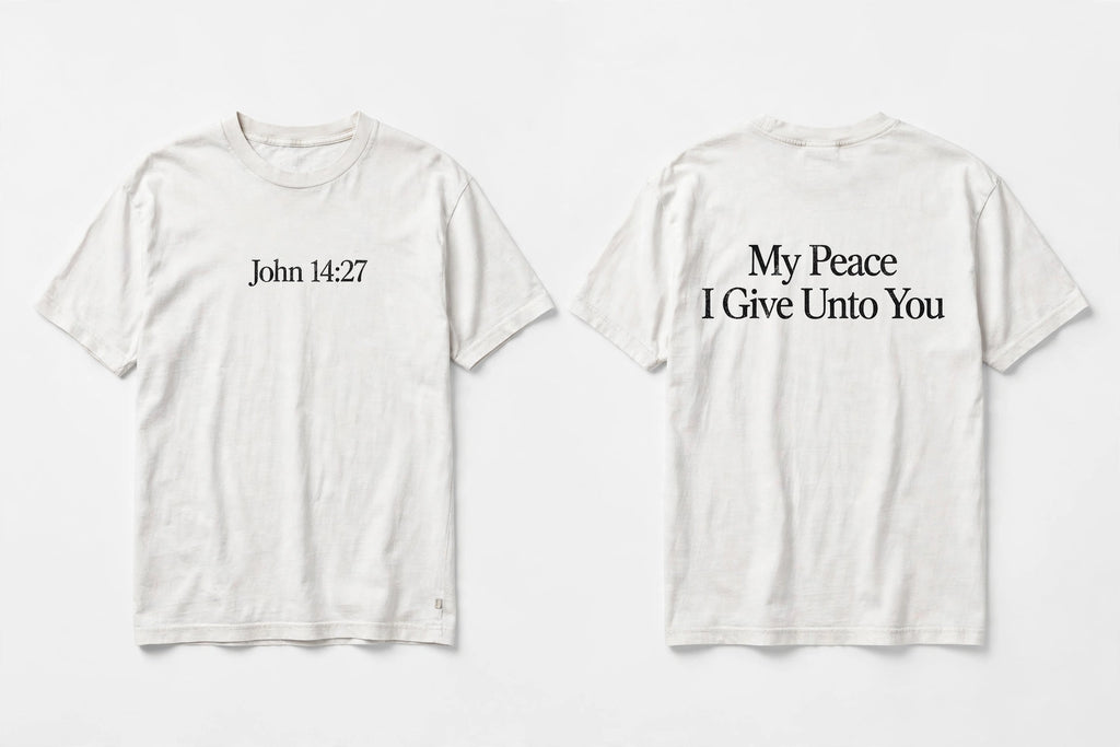 John 14:27 white tee mockup
