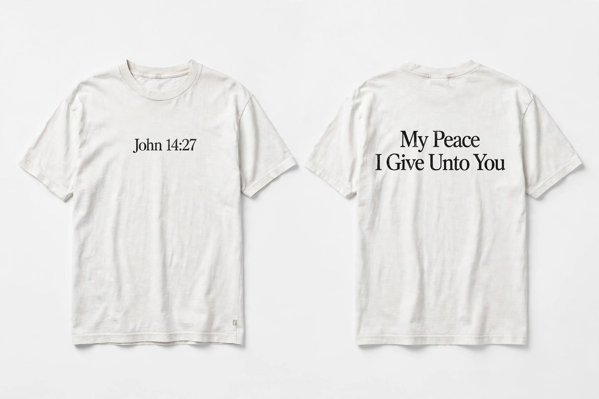 John 14:27 white tee mockup