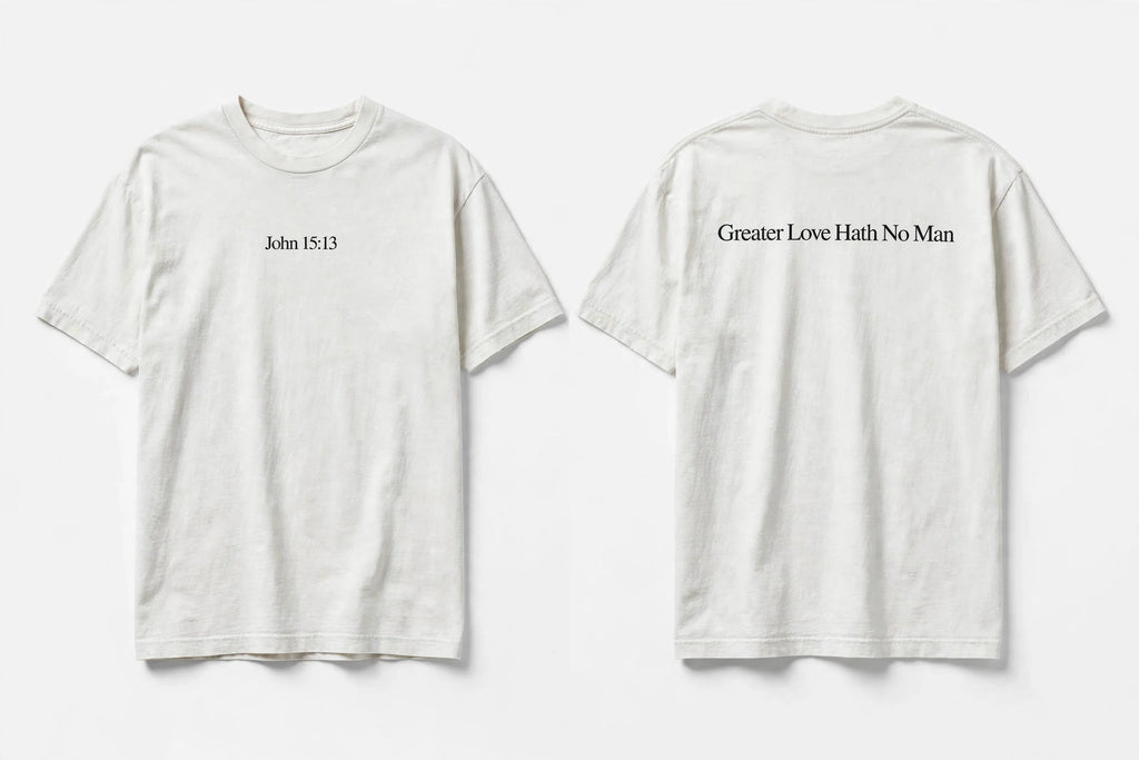 John 15:13 white tee mockup