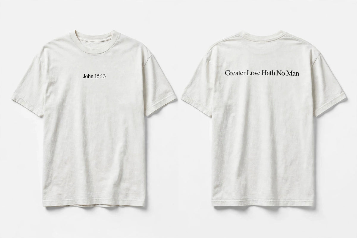 John 15:13 white tee mockup