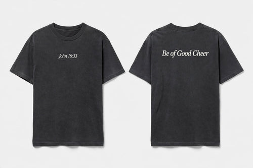 John 16:33 black tee mockup