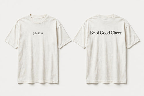 John 16:33 white tee mockup