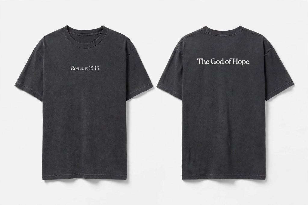 Romans 15:13 black tee mockup