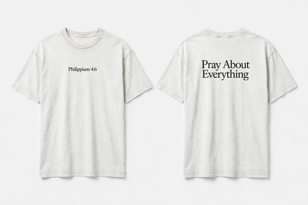 Philippians 4:6 white tee mockup