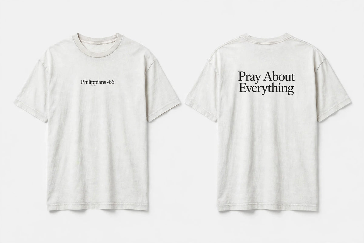 Philippians 4:6 white tee mockup