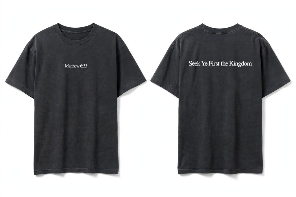Matthew 6:33 black tee mockup