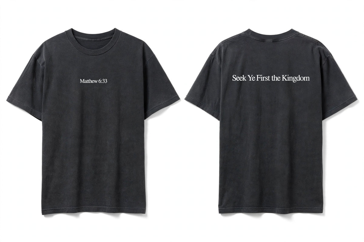 Matthew 6:33 black tee mockup