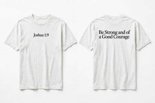 Joshua 1:9 white tee mockup