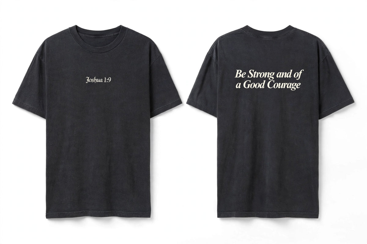 Joshua 1:9 black tee mockup