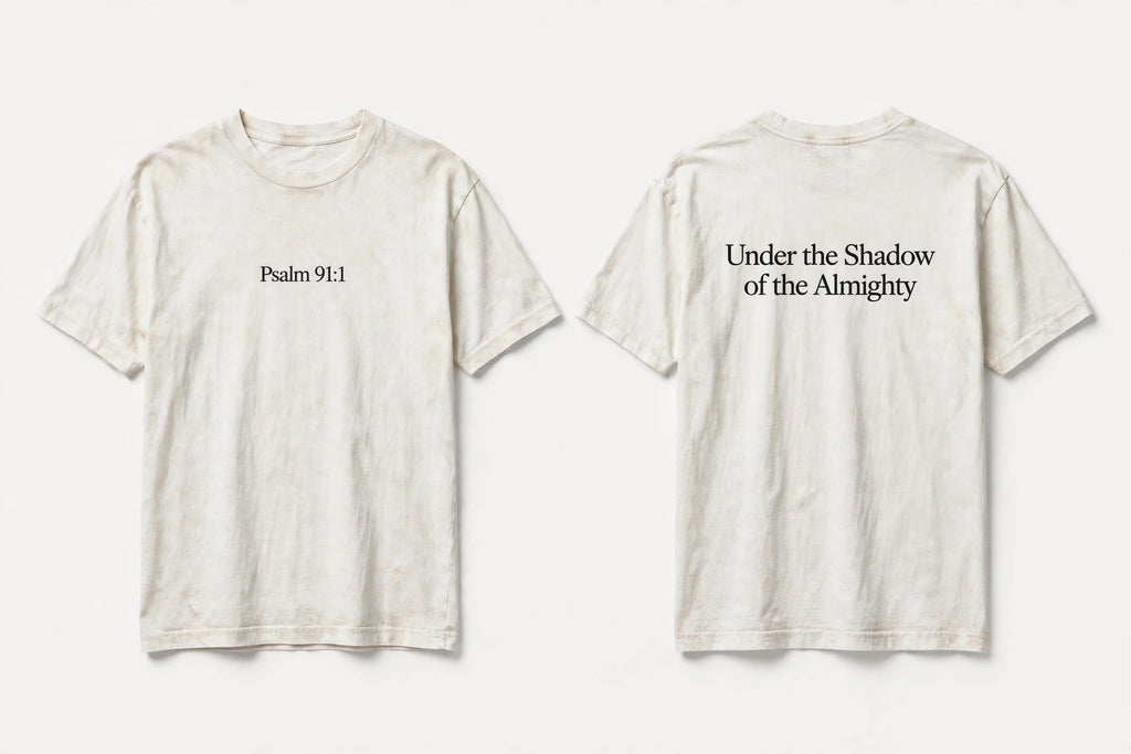 Psalm 91:1 white tee mockup