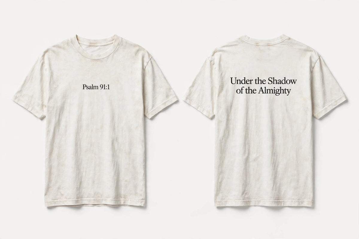 Psalm 91:1 white tee mockup
