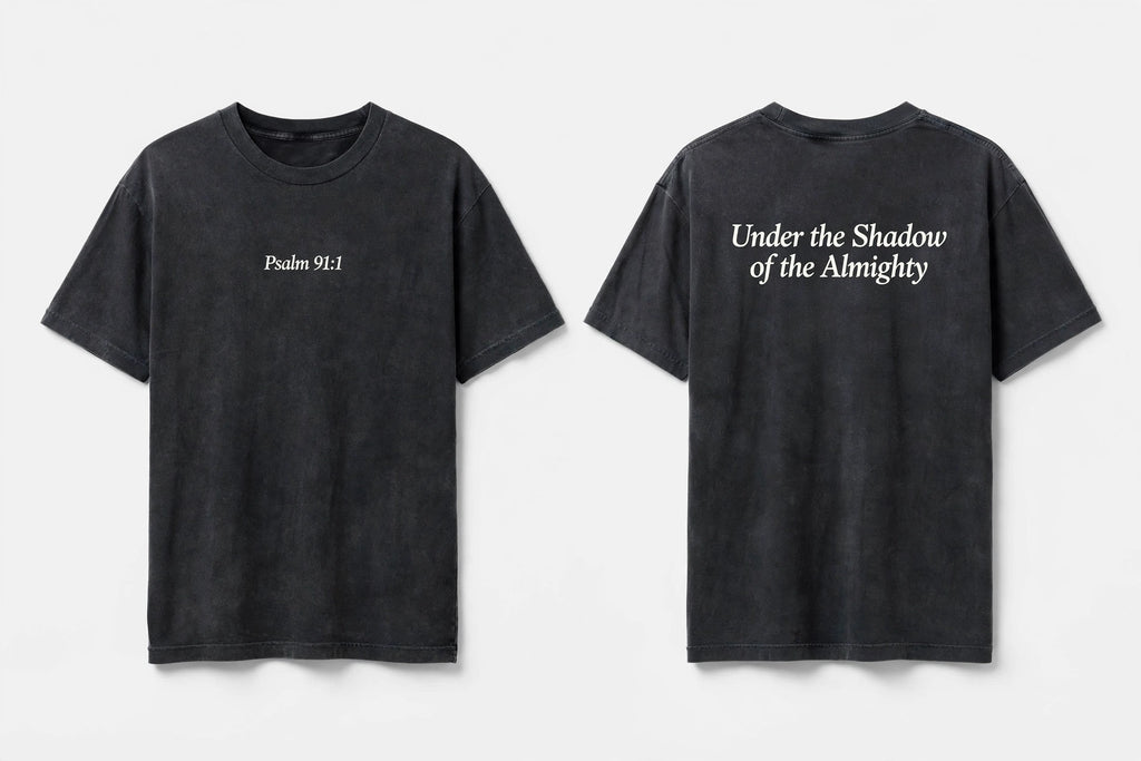 Psalm 91:1 black tee mockup