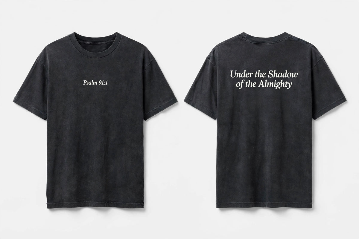 Psalm 91:1 black tee mockup