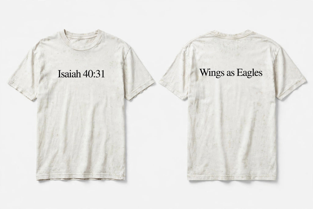 Isaiah 40:31 white tee mockup