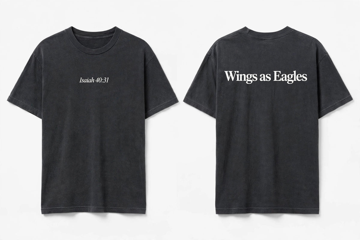 Isaiah 40:31 black tee mockup