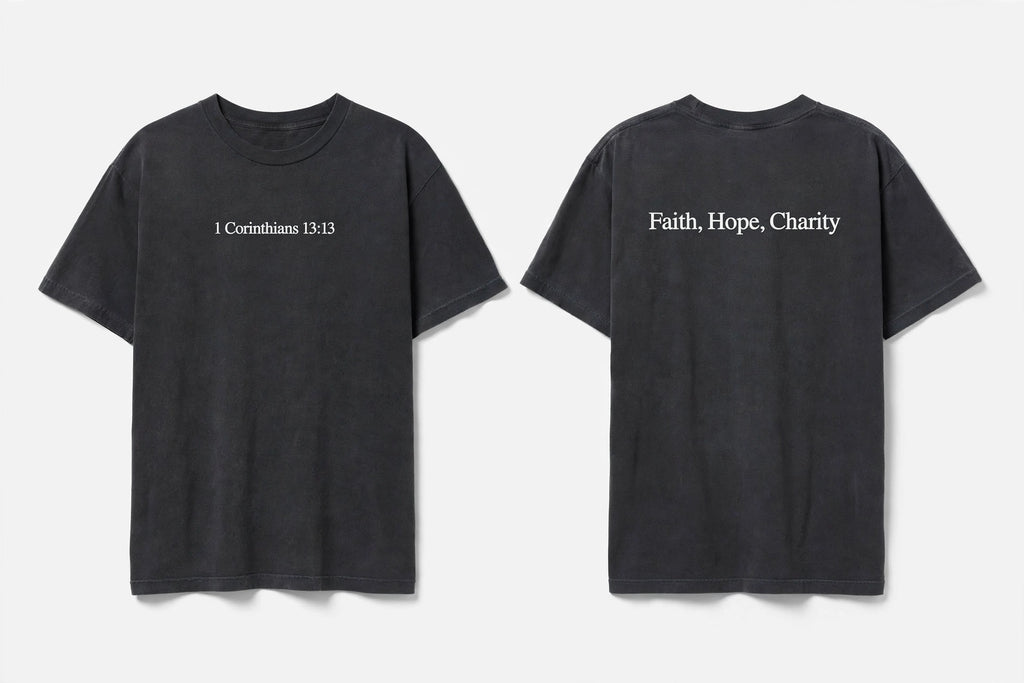 1 Corinthians 13:13 black tee mockup