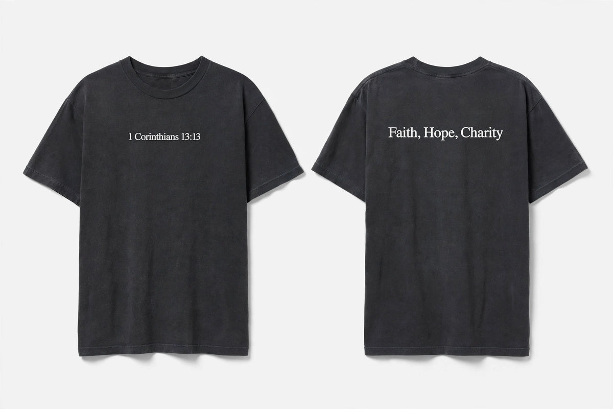 1 Corinthians 13:13 black tee mockup