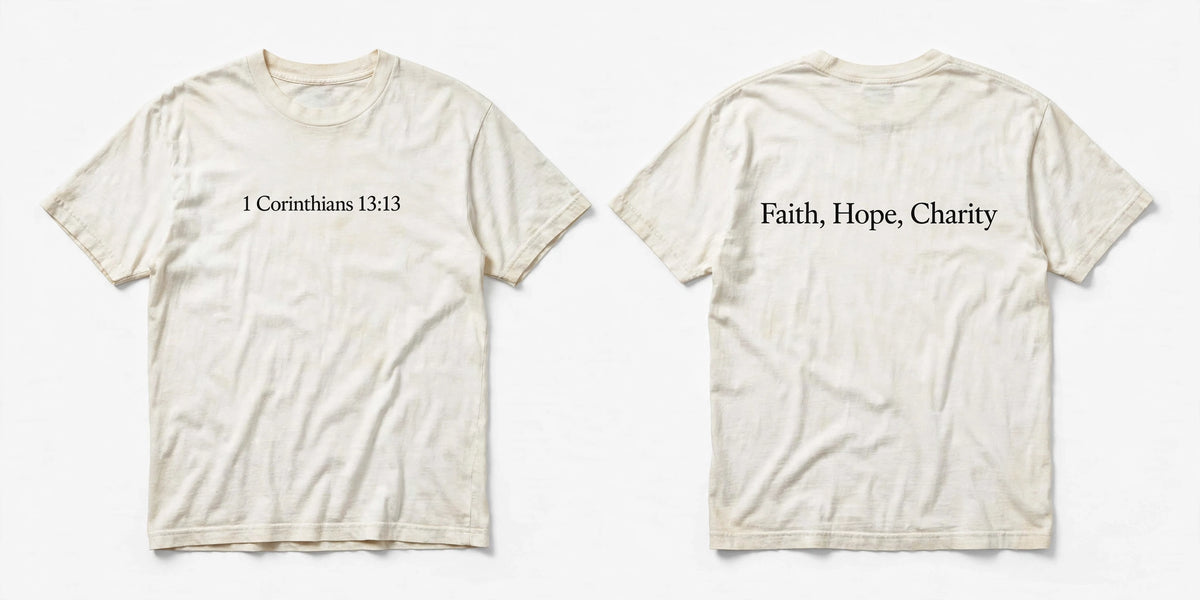 1 Corinthians 13:13 white tee mockup