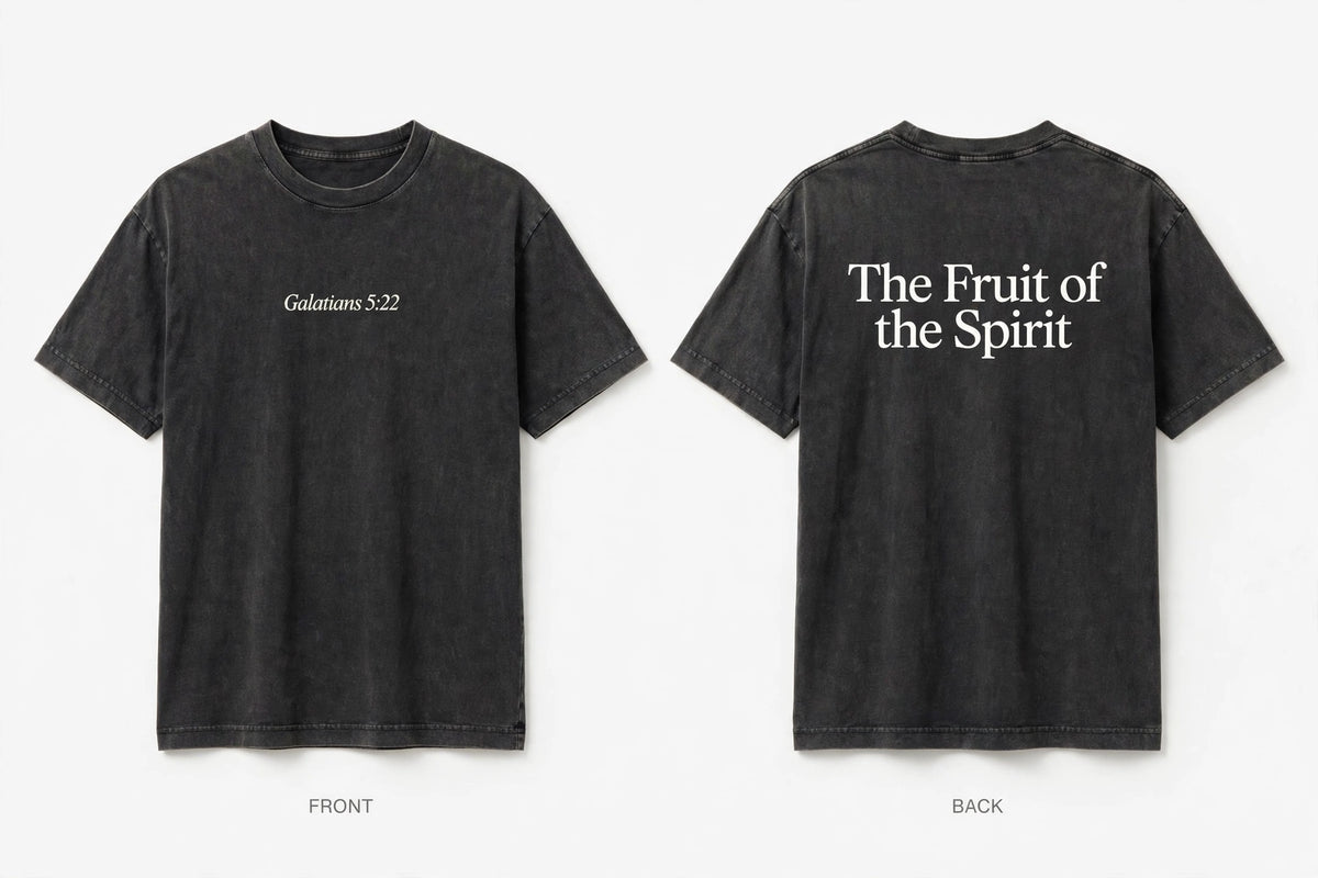 Galatians 5:22 black tee mockup