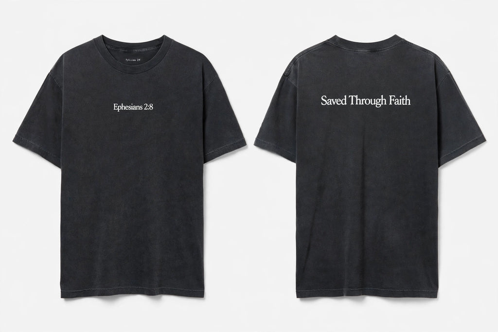 Ephesians 2:8 black tee mockup
