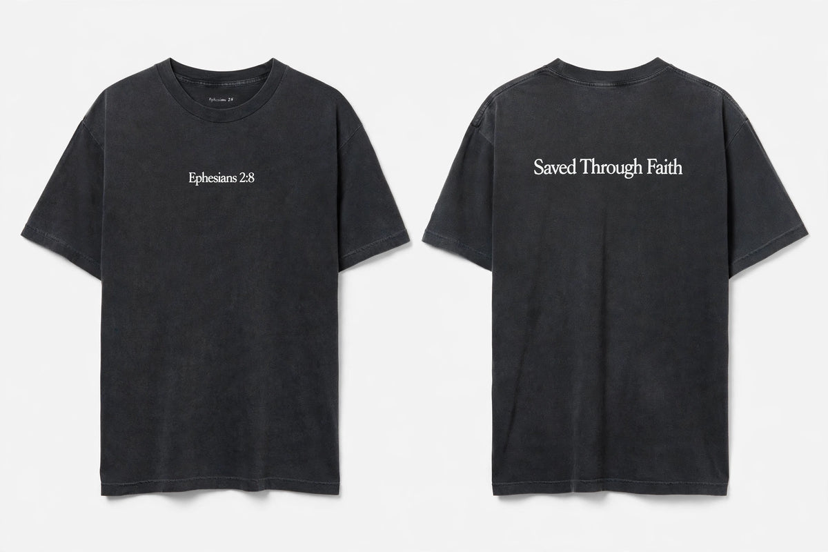 Ephesians 2:8 black tee mockup