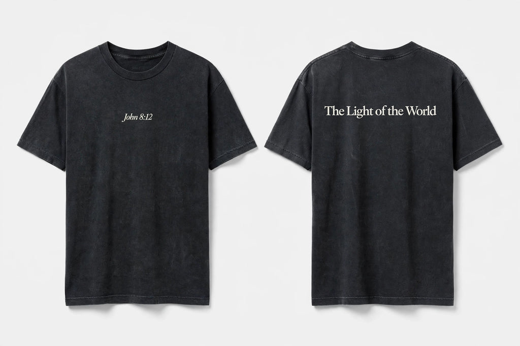 John 8:12 black tee mockup