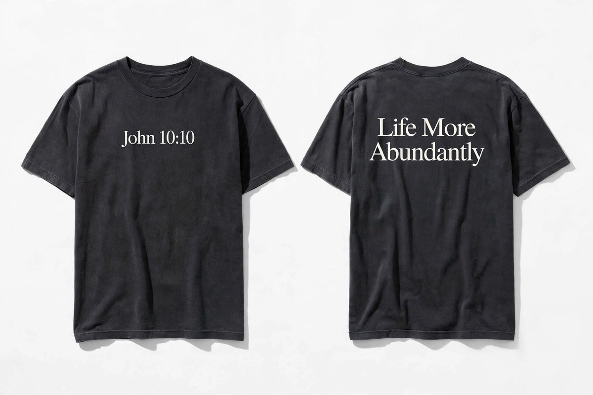 John 10:10 black tee mockup