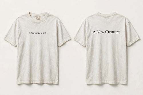 2 Corinthians 5:17 white tee mockup