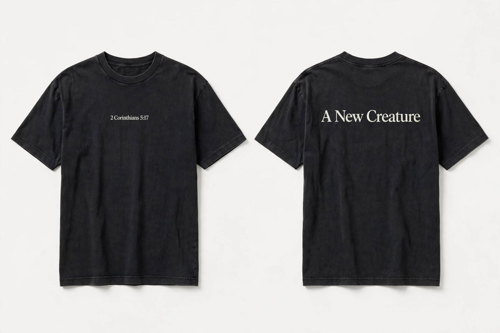 2 Corinthians 5:17 black tee mockup