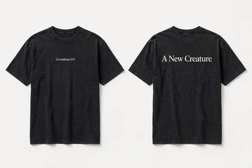 2 Corinthians 5:17 black tee mockup