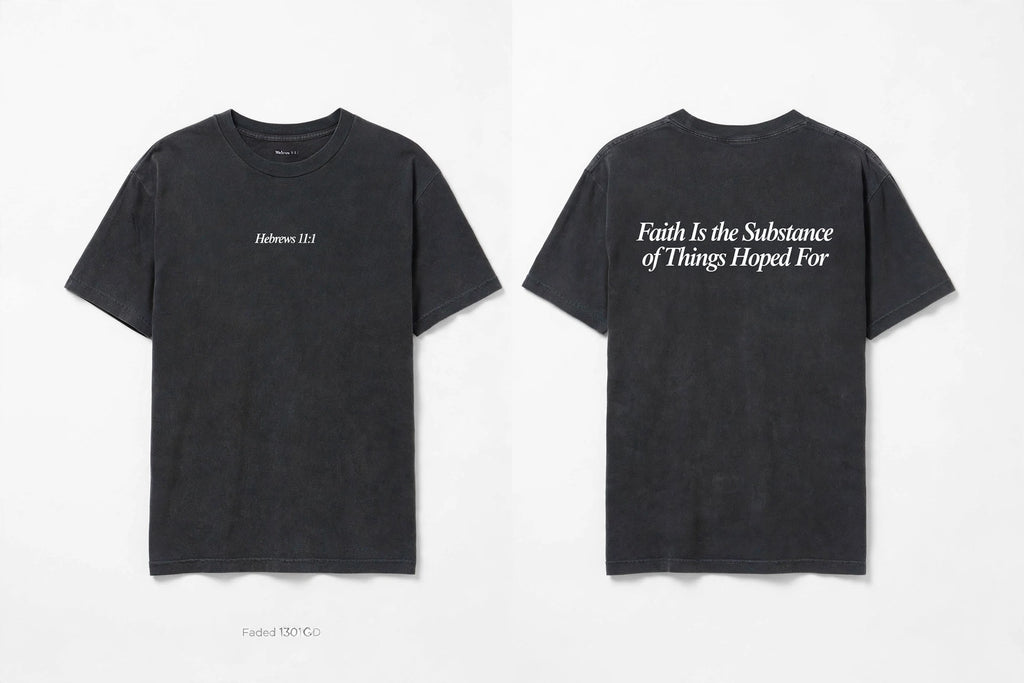 Hebrews 11:1 black tee mockup
