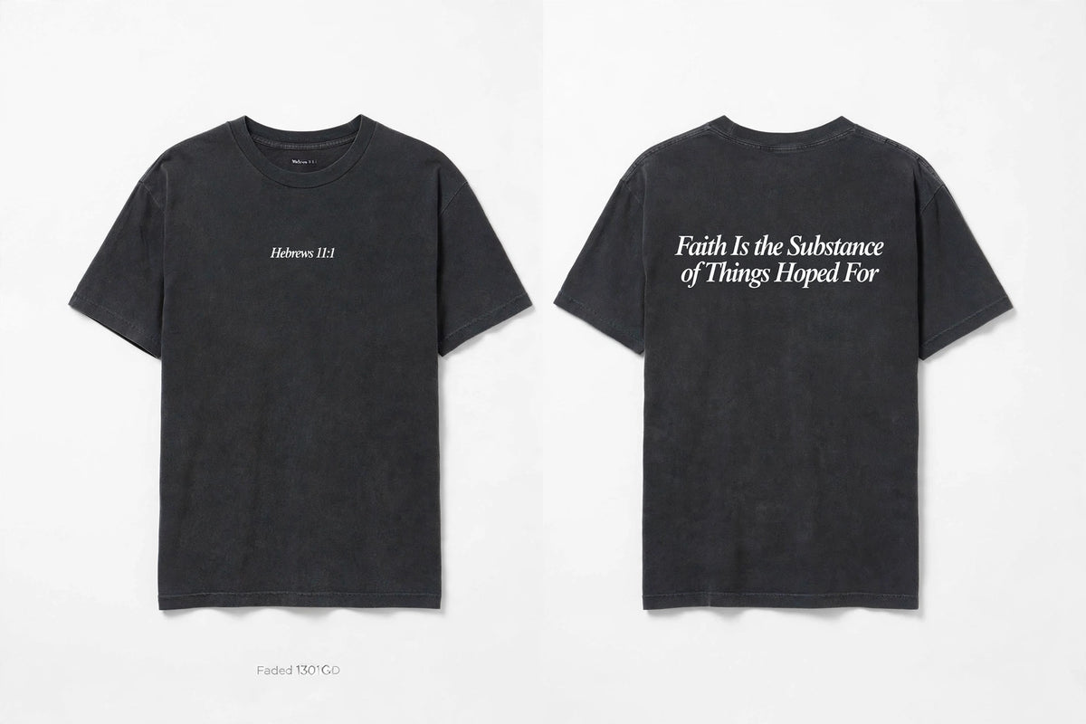 Hebrews 11:1 black tee mockup