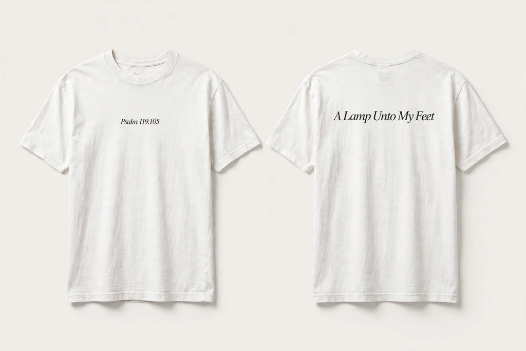 Psalm 119:105 white tee mockup