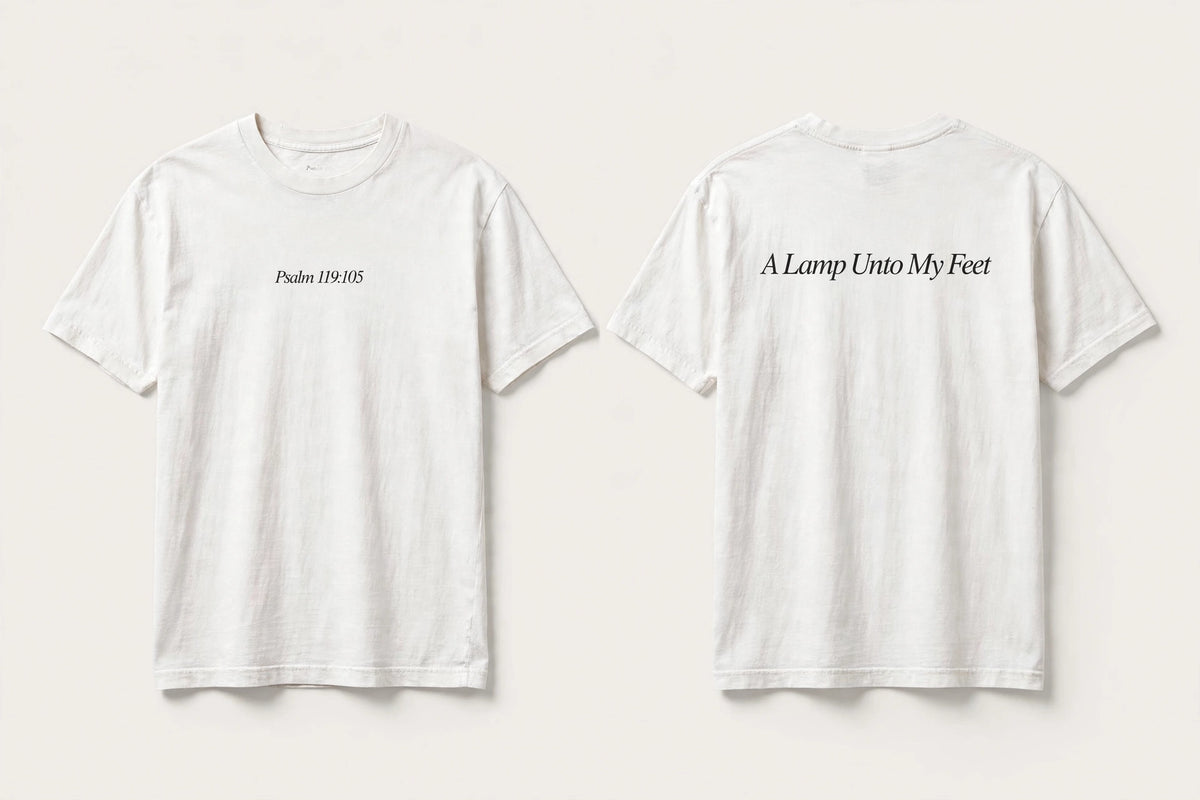 Psalm 119:105 white tee mockup