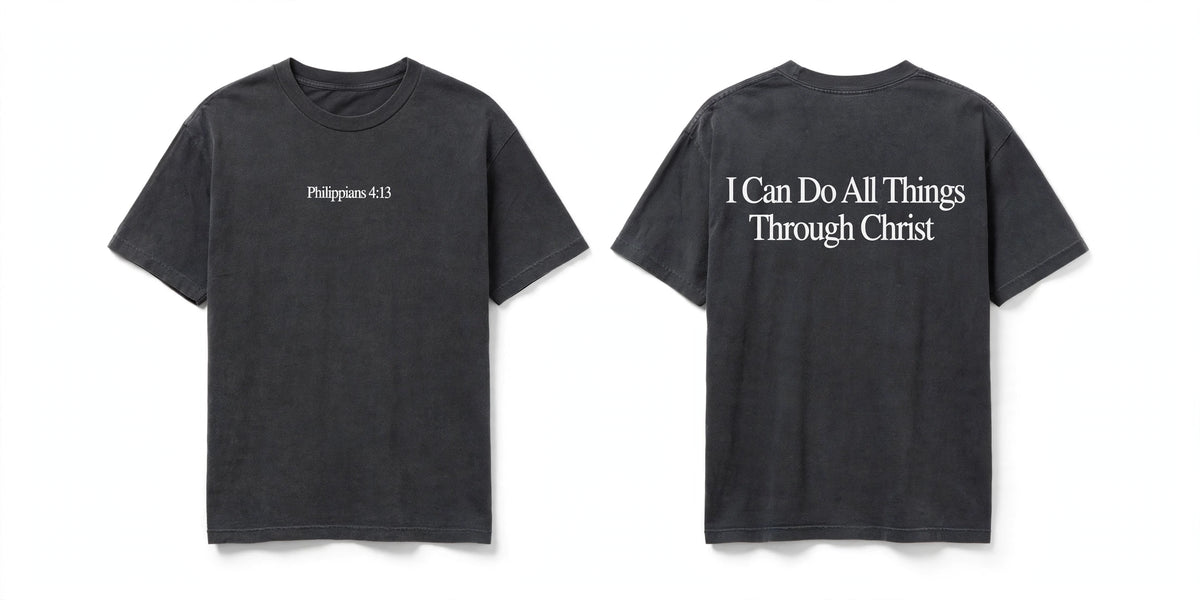 Philippians 4:13 black tee mockup