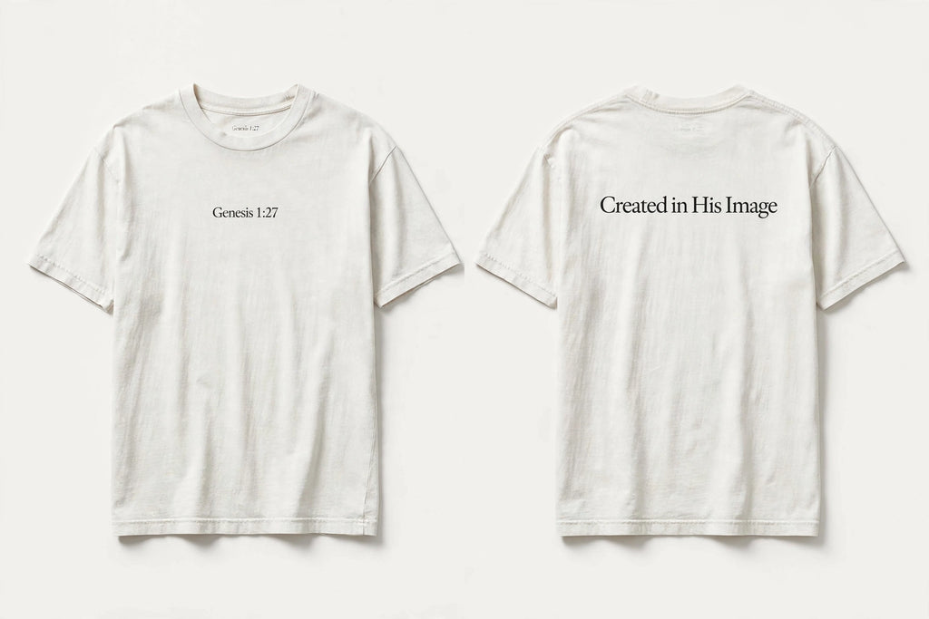 Genesis 1:27 white tee mockup