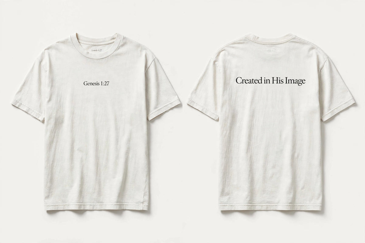 Genesis 1:27 white tee mockup