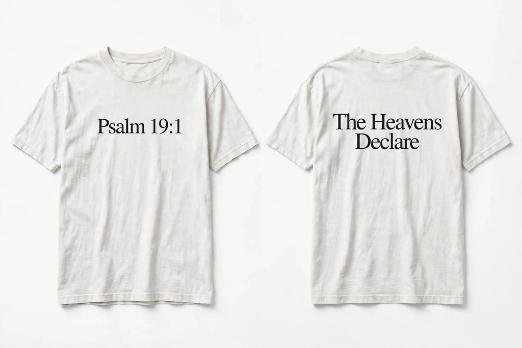 Psalm 19:1 white tee mockup