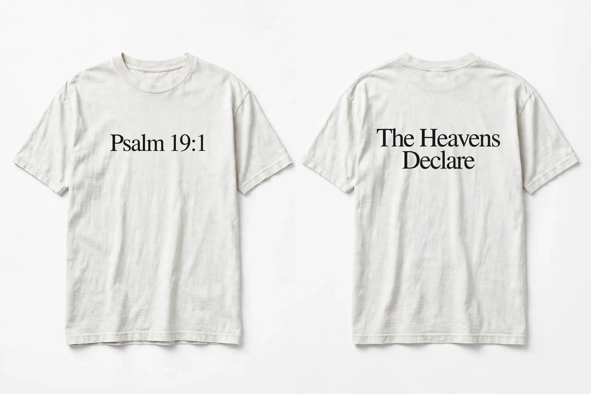 Psalm 19:1 white tee mockup