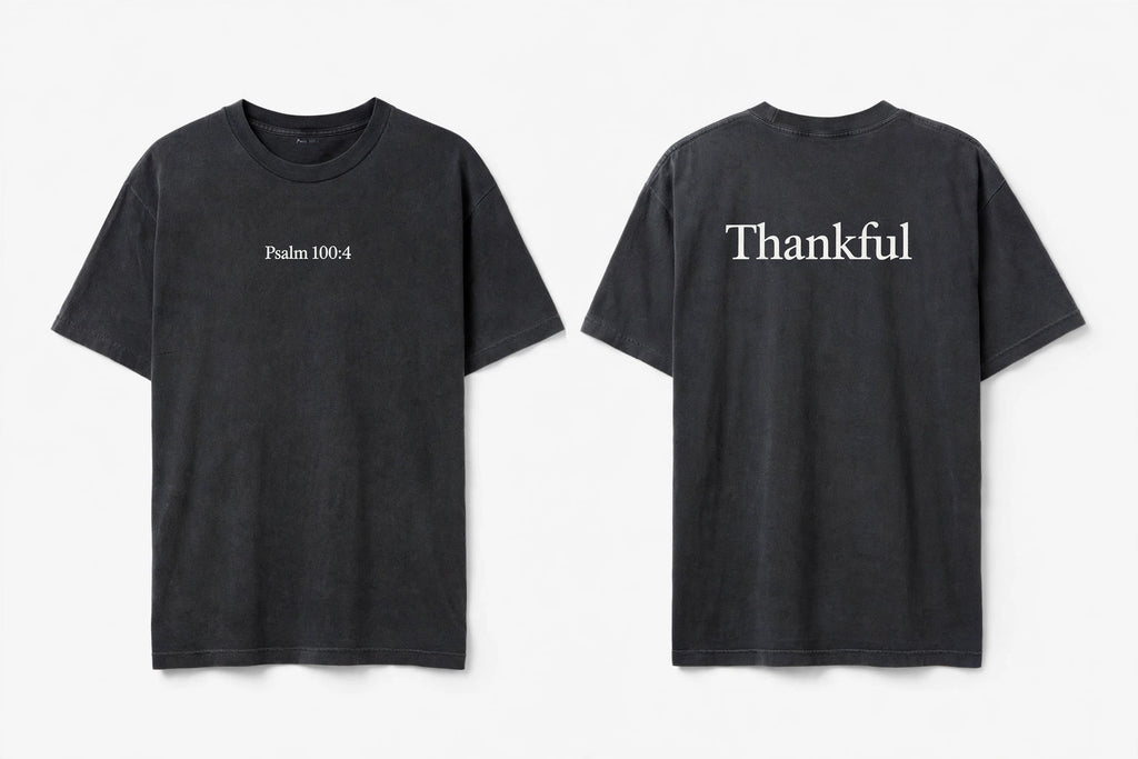 Psalm 100:4 black tee mockup