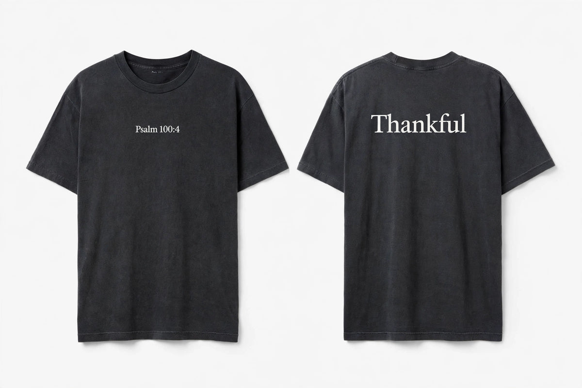 Psalm 100:4 black tee mockup