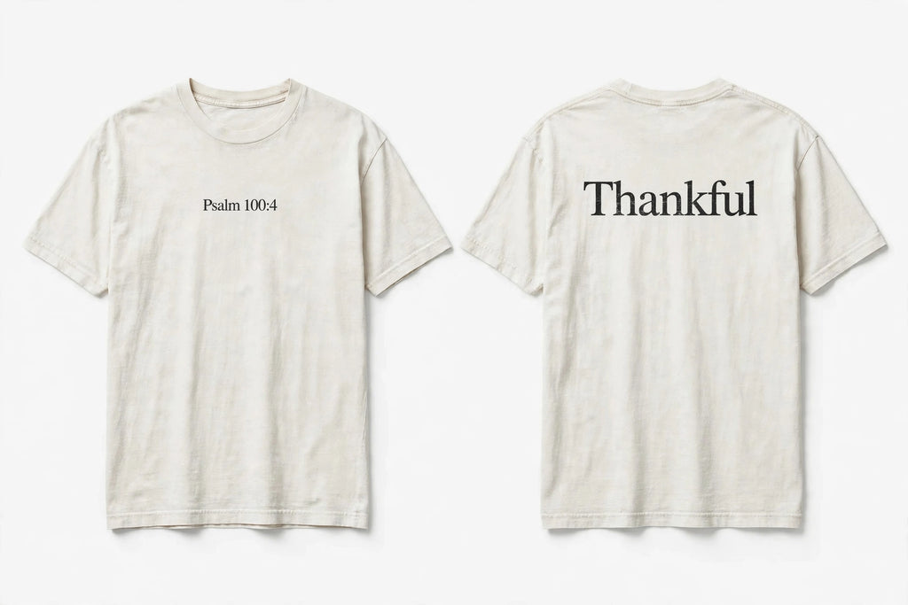 Psalm 100:4 white tee mockup