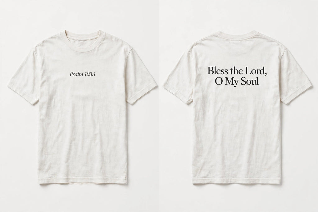 Psalm 103:1 white tee mockup