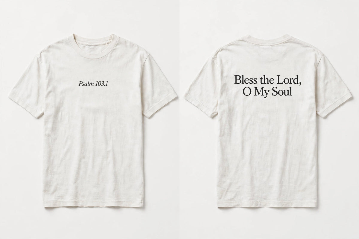 Psalm 103:1 white tee mockup