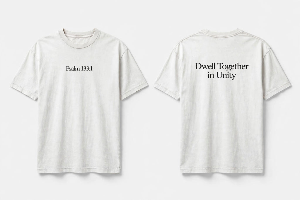 Psalm 133:1 white tee mockup