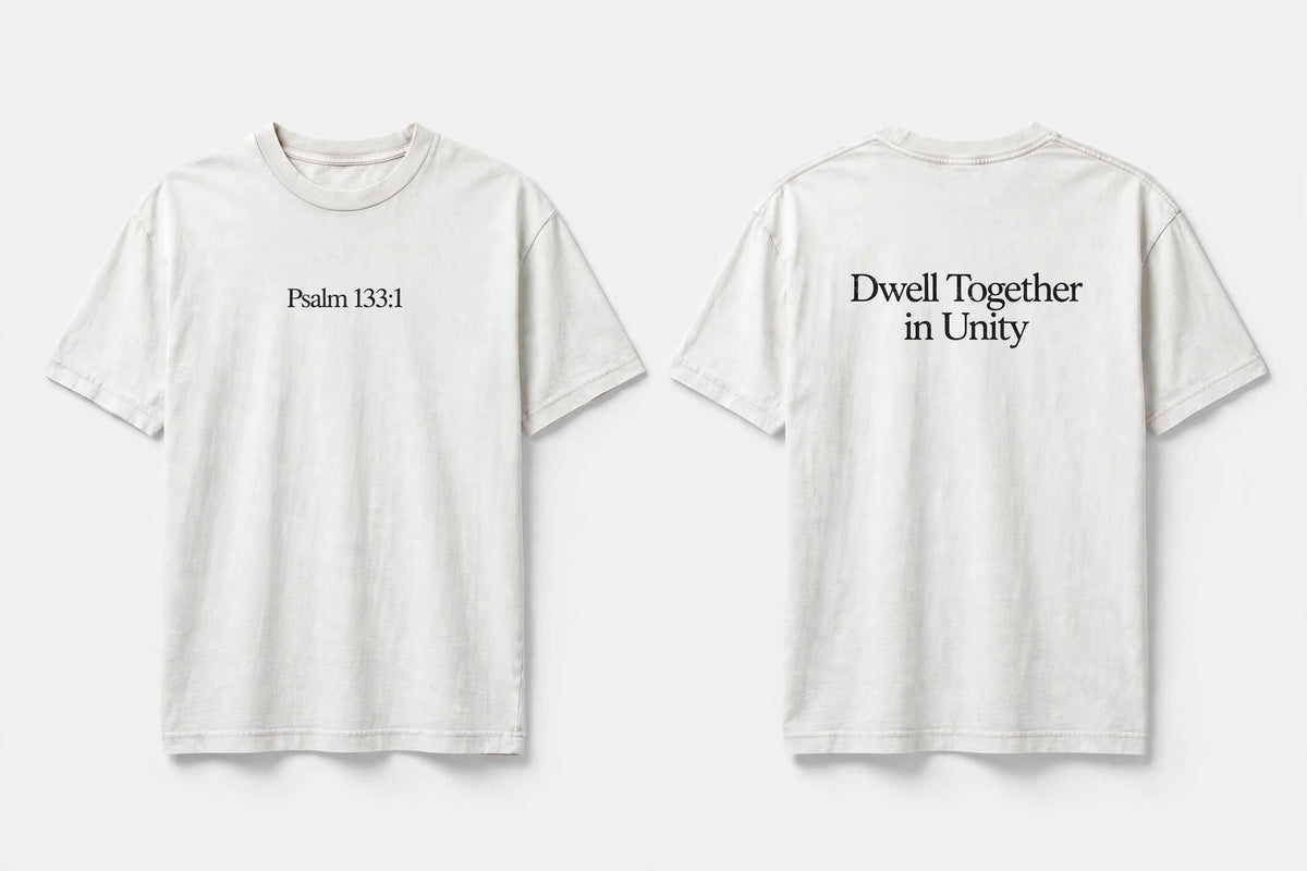 Psalm 133:1 white tee mockup