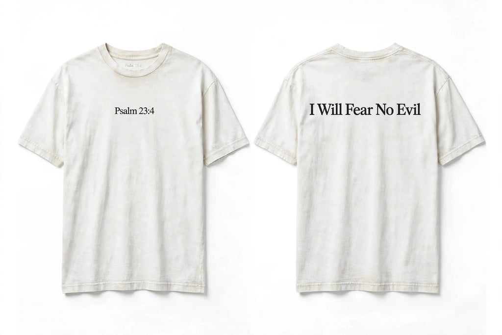 Psalm 23:4 white tee mockup