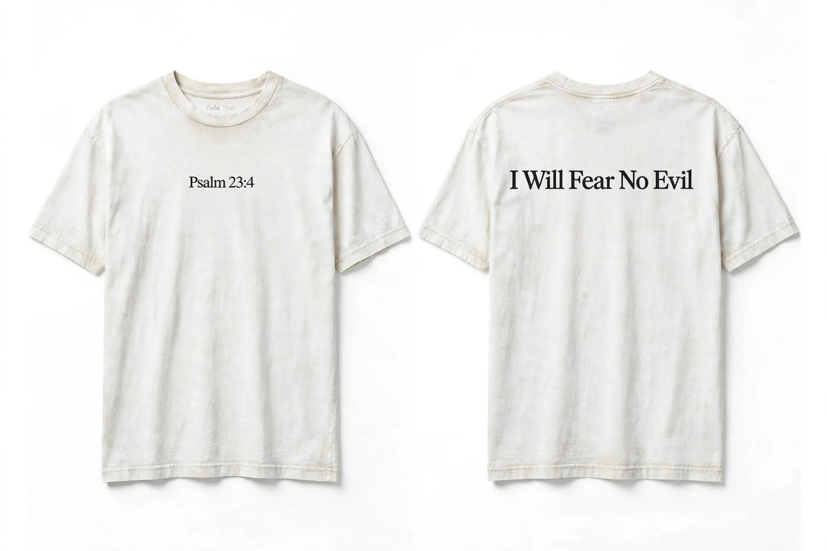 Psalm 23:4 white tee mockup