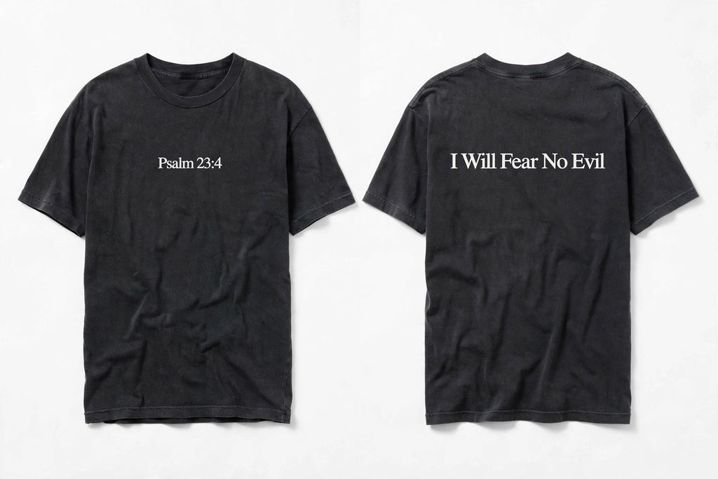 Psalm 23:4 black tee mockup