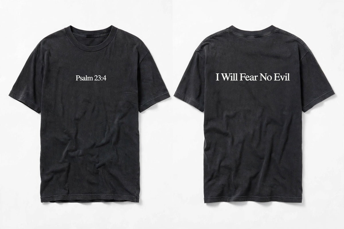 Psalm 23:4 black tee mockup